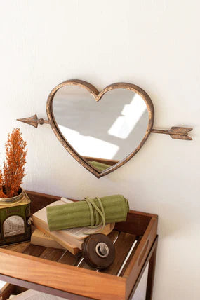 Antique Brass Heart-Shaped Wall Mirror by Dog Hugs Cat